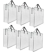 6 Pack Clear Storage Bags with Zipper and Handles, Blanket Bags For Closet Storage, Moving and Pa...
