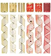 KINGLAKE Christmas Tree Ribbon - 2.5 Inch Wide Red & Gold Sparkly Organza Sheer Wired Ribbon - 6 ...