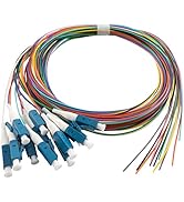 Eardion 1.5 Meter Fiber Optic Pigtail, 12 Strand LC-UPC SingleMode 9/125 Fiber Pigtail, 12 Color-...