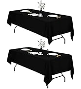 IVAPUPU 2 Pcs Table Cloth for Rectangle 60 x 102 Inch - Black Tablecloths Rectangular Table Cloth...