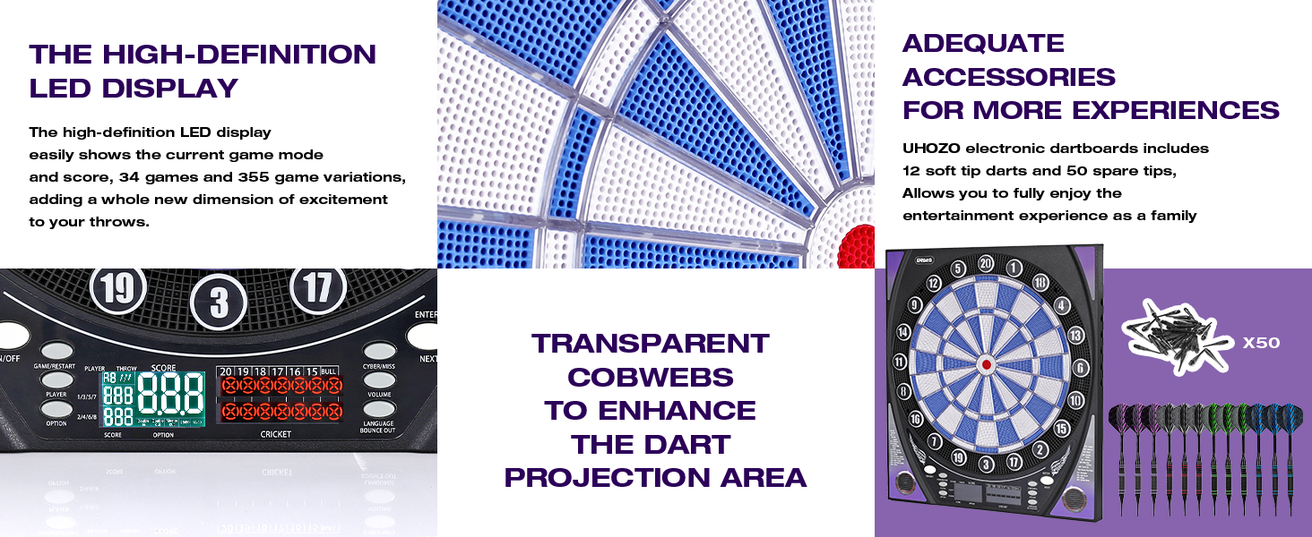 Electronic Dart Board with Bright Score Display