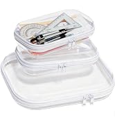 PGAXM 3PCS Clear Hard Plastic Zipper Case, Double Zippers Hard Pouch, Portable Travel Organizer B...
