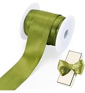 Pandahall 10 Yards Green Satin Ribbon 1-1/2 Inch Christmas Wired Ribbon Double Faced Polyester Sa...