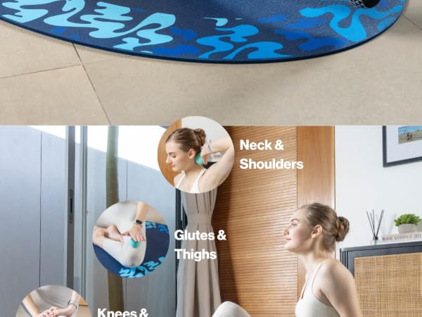 Massage ball can be used on neck, shoulders, glutes and thighs