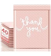 METRONIC Bubble Mailers 8.5x12" 40 Pack Thank You Pink Padded Mailer Usable Size 8.5 x 11" Strong...