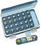 Pill Organizer 7 Day, Weekly Pill Box, Pill Case Large 28 Compartment, Portable Daily Medicine Co...