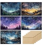 slapaflife Blank Cards with Envelopes All Occasion,Watercolor Starry Night Sky Design Blank Greet...