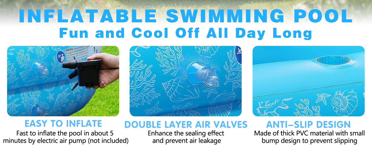 in flatable swimming pool