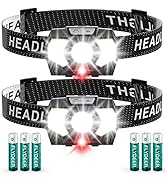 PLUSINTO LED Headlamp Battery Powered, Headlight COB 2pcs 1500 Lumens, AAA Batteries Included, 7 ...