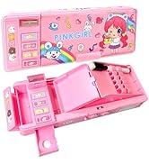 Pop Up Multifunction Pencil Case, Cute Cartoon Pen Box Organizer Stationery with Password Lock, S...