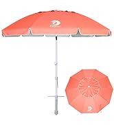 AMMSUN 8 Feet Large Beach Umbrella with Sand Anchor Heavy Duty High Wind Portable Outdoor Umbrell...