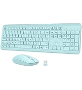 Wireless Keyboard and Mouse Combo, Full-Size Silent Ergonomic Keyboard and Optical Mouse, Long Ba...