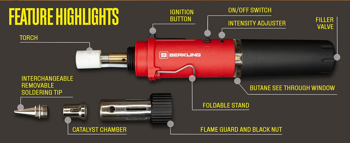 berkling 3-in-1 butane soldering kit torch heat gun
