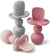 SAMiGO Silicone Baby Spoons Self Feeding 6+ Months - Infant Toddler Utensils - First Stage Baby L...