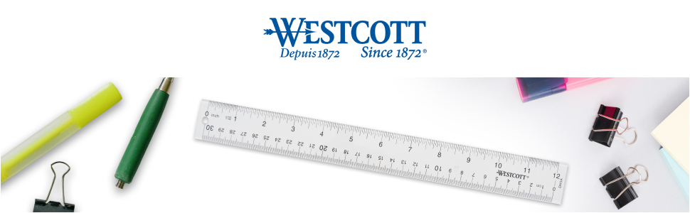 Westcott Shatterproof Rulers, Flexible Design with Easy-to-Read Markings, for Home, Office