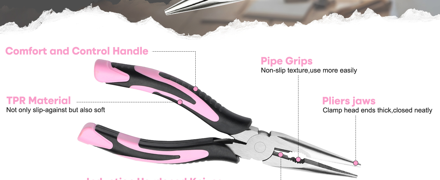 2pcs pink needle nose pliers