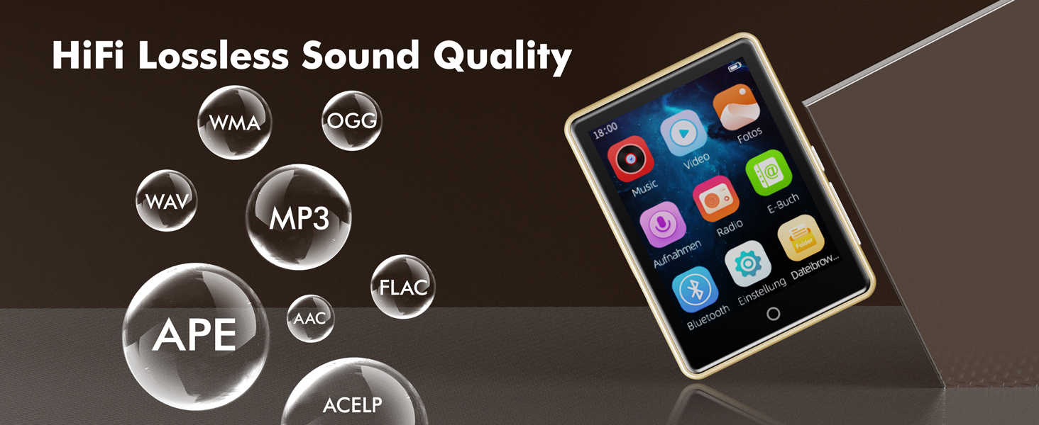 64GB MP3 Player with Bluetooth 5.3, Portable Music Player with Voice Recorder ,FM Radio, Pedometer