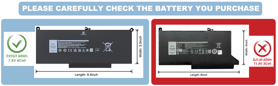 PLEASE CAREFULLY CHECK THE BATTERY YOU PURCHASE