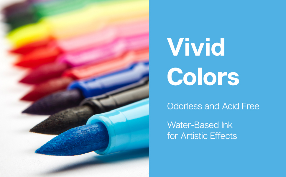 Watercolor Brush Tip Markers - 12 Colors