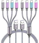 Multi Charging Cable 4ft 2Pack, Doub Tyep-C 4 in 1 Charging cable Nylon Braided Lightning iPhone ...