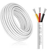 DEKIEVALE 18 Gauge 3 Conductor Electrical Wire, 32.8FT White Stranded Low Voltage 18/3 Cable PVC ...