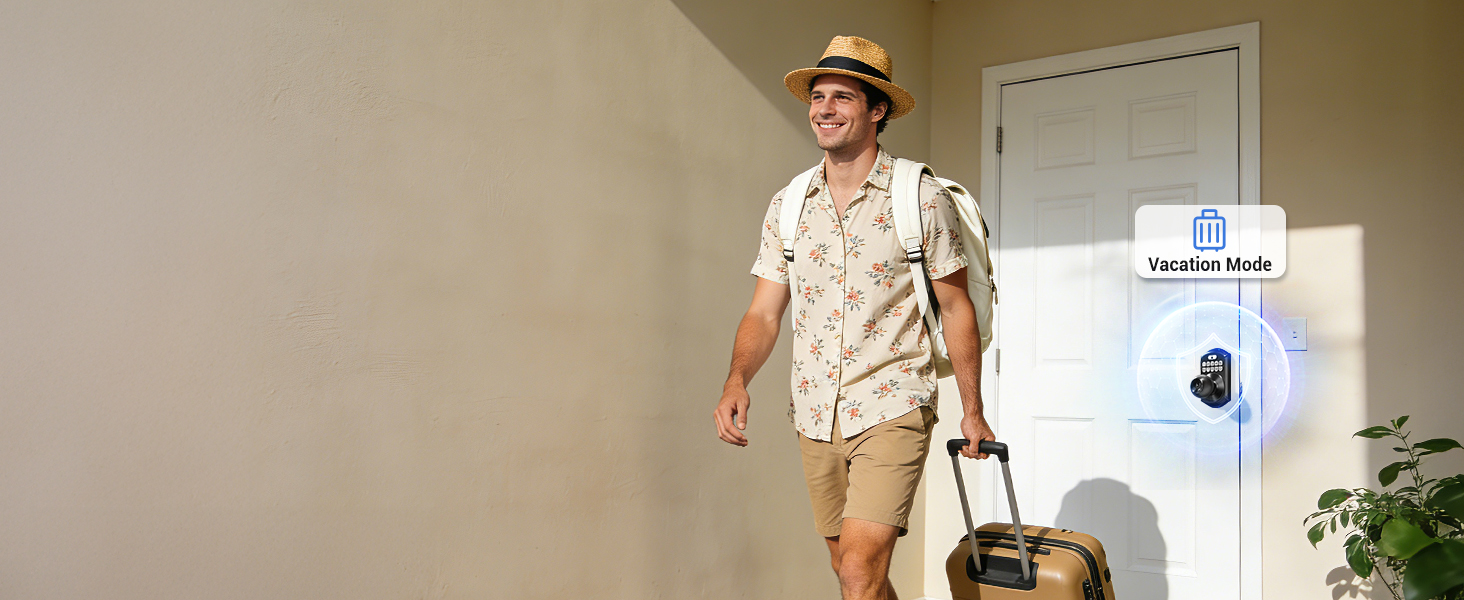 When Vacation Mode is on, all codes except the master user code are disabled to secure your home.