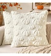 MIULEE Fall Pumpkin Throw Pillow Covers Cream White 18x18 Set of 2 | Autumn Decorations Farmhouse...