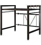 LUCKY KVW Microwave Oven Rack, Microwave Stand,Adjustable Shelf with 6 Hooks Microwave Shelf, Mic...