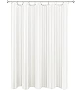 Biscaynebay Fabric Shower Curtain or Liner 72" by 72", Ivory Water Repellent Damask Stripes Bathr...