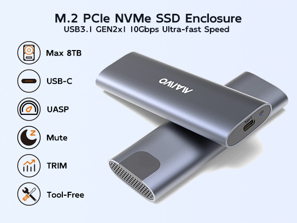 MAIWO m.2 pcie nvme ssd enclosure reader, ssd to usb c adapter for windows 10 11