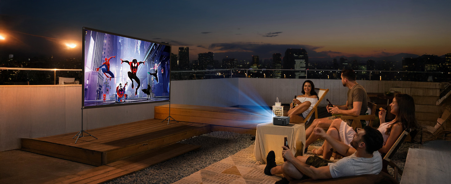 Projector Screen with Stand 120 Inch, 16:9 4K HD Portable Projector Screen Indoor Outdoor