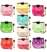 10 PCS Bee Lip Balm Honey Pot, Strawberry, Watermelon, Apple Lime, Cherry, Mint, Coconut, Aloe, G...