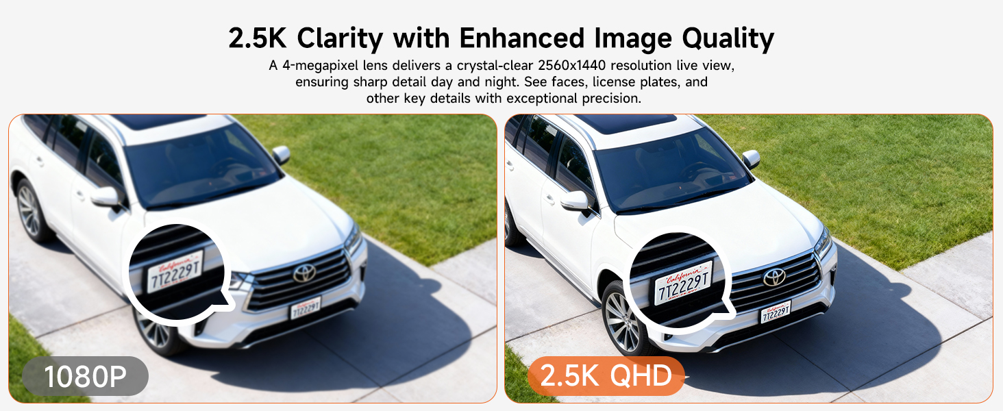 Security Cameras Wireless Outdoor, 2.5K WiFi Camera, Long Battery Life Powered Wireless Cameras