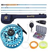 Sougayilang Fly Fishing Combo, 4 Piece Fly Rod and CNC Machined Aluminum Alloy Reel Complete Star...