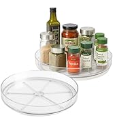 NOSTALGIQ Set Lazy Susan - Lazy Susan Organizer 2-Pack - Rotating Cabinet & Spice Rack, Clear