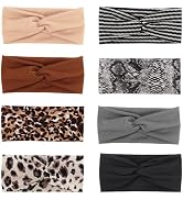 DRESHOW 8 Pack Headbands for Women Girls Vintage Leopard Headband Knotted Headwraps Criss Cross H...