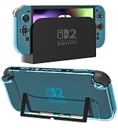 FUNDIARY Clear Blue Dockable Cover Case for Switch 2 with Separated Design, Shock-Absorbing and S...