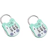 2Pcs Green 3 Digit Combination Padlock Hard Stainless Steel High Strength Luggage Suitcase Locker...