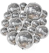 KatchOn, Silver Disco Ball Balloons - 32 Inch, Pack of 20 | Shiny Disco Ball for Disco Party Deco...