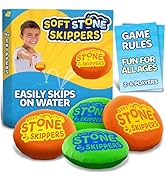 Soft Stone Skippers Game – Fun Pool Toys for Kids All Ages - 4 Pack Water Skipping Discs Set – Be...