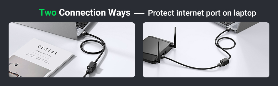 Two connection ways, protect internet port on laptop