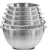 DUTZUN Stainless Steel Mixing Bowls with Colander | 5 Mixing Bowl with 1 Strainer for Kitchen, Sa...