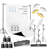 EMART 6.5x10ft Photography Backdrop Kit with 105W 5500K Daylight Umbrella Continuous Lighting Set...