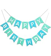 Mint Blue Happy Birthday Banner Signs Boy Birthday Party Supplies for Boy Birthday Party Decorati...