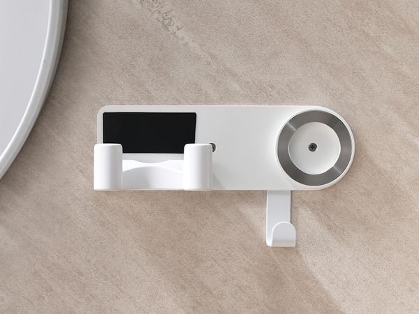 White hair dryer holder