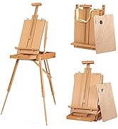 VISWIN French Easel, Hold Canvas up to 34", Beech Wood Adulstable Foldable Studio & Field Sketchb...