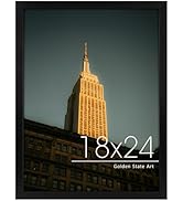 Golden State Art, 18x24 Frame, Black Solid Wood with Real Glass, 18 x 24 Picture Frames for Horiz...