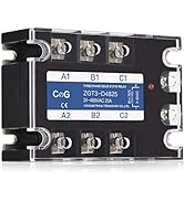 CGELE 3 Phase Solid State Relay SSR-25DA DC to AC Input 3-32VDC to Output 24-480VAC 25A Plastic C...