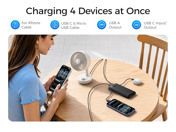 portable charger with built in cable