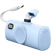 Little Blue Portable Charger Power Bank for iPhone 14 Pro, 5000mah Compact-Handy Battery Pack wit...